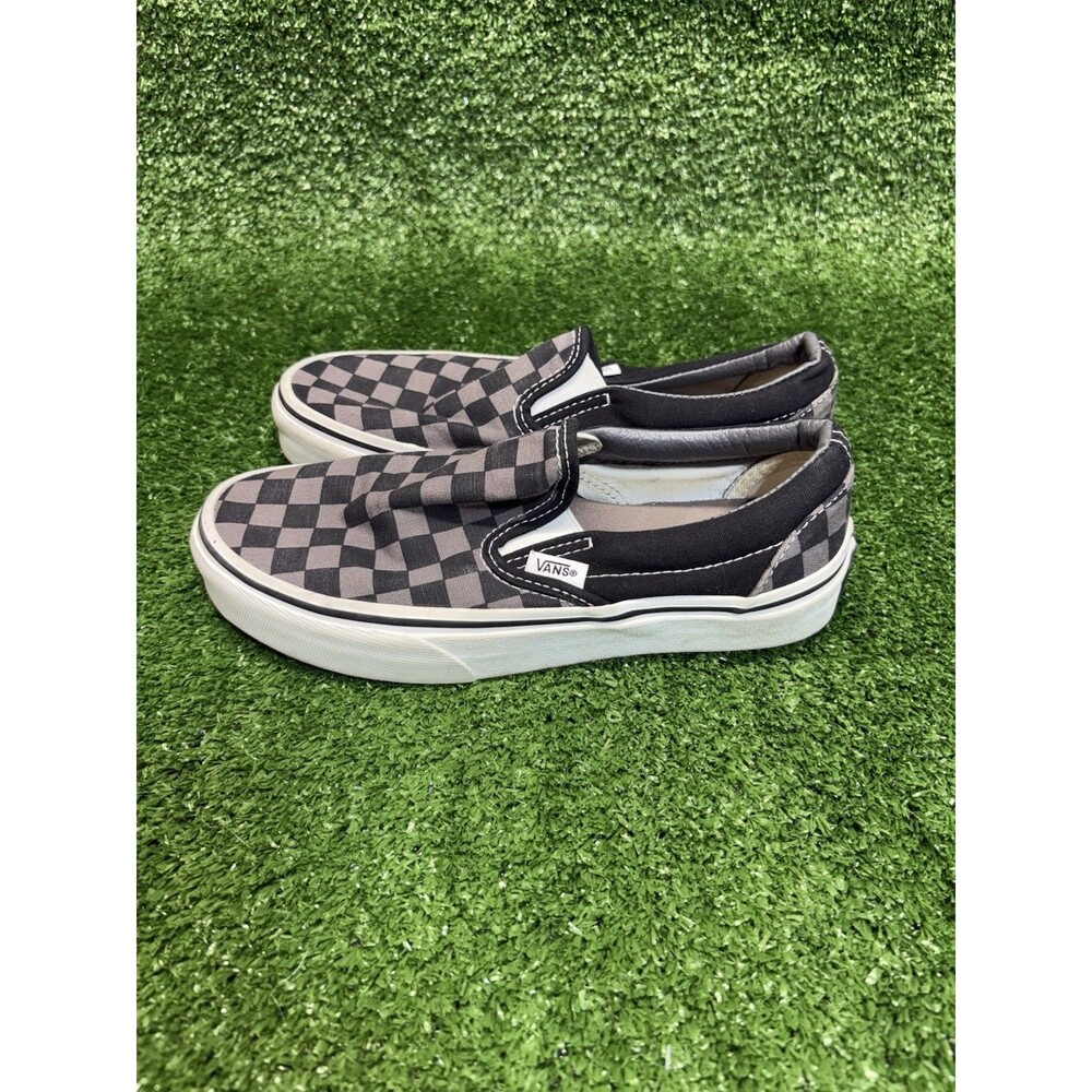 Vans Classic Slip-On Womens Size 5.5 Gray Black Athletic Skate Shoes Sneakers